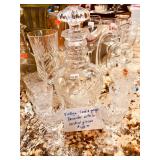 Vintage Leaf & Grape Decanter w/6 cordial glasses