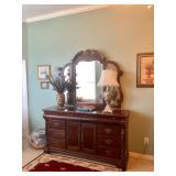 Classic Federal-style 11-Drawer Dresser w/Hinged Triple Mirror - $475