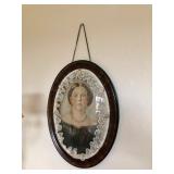 Vintage Portrait in Oval Bubble Glass Frame