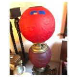 Vintage Red Glass Globe Lamp