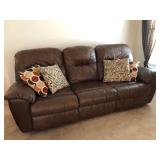 Brown Faux-leather 3-seat Reclining Sofa w/attached cushions - $325