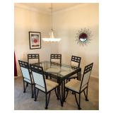 Rectangular Black Metal w/glass top Dining Table & 6 Chairs - $195