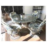 Vintage Spun Fiberglass:  Glass-top Table w/4 Chairs & cushions - $225