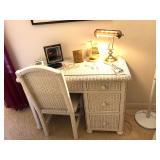 White Wicker Desk w/Chair - $135