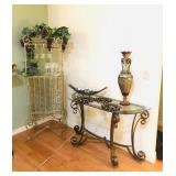 Metal & Glass Demi-Lune Entry/Sofa Table - $95 	(Matching Coffee Table & 2 End Tables also Available