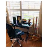 Black Metal Desk w/Smoky Glass top and keyboard pullout - $95