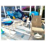 2 Sling Outdoor Side Chairs - $75 EACH  TWO Sling Chaise Lounge Chairs - $175  Loveseat Glider $199