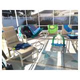 2 Sling Outdoor Side Chairs - $75 EACH  TWO Sling Chaise Lounge Chairs - $175  Loveseat Glider $199