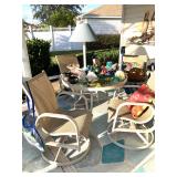 Superior Casuals Round Glass-top outdoor Table w/4 Swivel Sling Chairs - $699