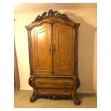 Collezione Europa Ornate Media Armoire w/ Drop Front Desk