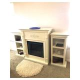 Cream Electric Fireplace w/ Side Shelves (3 Pcs.) 