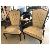 Two Wood w/cane insert & Upholstery Chairs