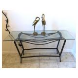 Glass top w/black metal base sofa/entry table