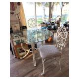 Round Glass-top / Metal Base Dinette w/4 Chairs
