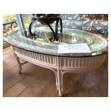 White Rattan Oval Coffee Table