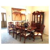 Cherry Stain Double Pedestal Dining Table w/8 Chairs & 2 leaves (by Tonic Furniture Co.) 