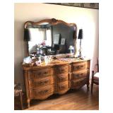Burled Dresser w/beautiful Mirror - $125