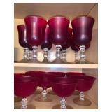 Red, Clear and Brown Stemware and Bar Glasses