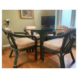 Midcentury Jade Rattan Glass Top Table 