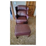 Leather Wing Back Chair and Ottoman $250