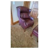 Leather Wing Back Chair and Ottoman $250