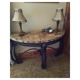 Marble Table - $200 and lamps - $40