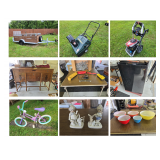 Trailer, Antique Furniture and Collectibles, Vintage Clocks, Trains and Toys, Power and Hand Too