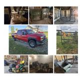 2007 Silverado Truck, John Deer Lawn Sweep, Farm and Lawn Equipment, Barrel Race Saddles