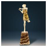 French-Aurore Onu 20th C Art Deco Figure Signed Gilt Patinated
