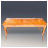 Dunbar Console Table Burled Wood And Pine Greek Key Pattern 6