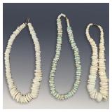 Grouping Of 3 Vintage Shell Necklaces, Possibly Snail