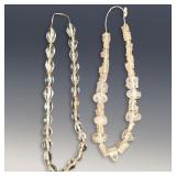 Pair Of Vintage Carved Quartz Bead Necklaces, One Set Polished