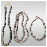 Set Of 3 Hand Crafted African Glass Trade Necklaces, One Children