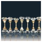 Lot Of 7 Antique Glass Octagonal Door Knobs
