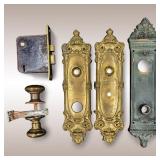 Vintage Grouping Of Door Plates & Knob Handles By Yale, AABCO, Russwin