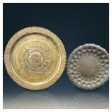Pair Of Middle Eastern Hammered Brass Chargers