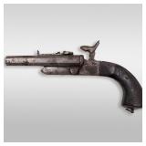 	Antique Double Barrel Pinfire .54Cal Pistol, Likely Civil War Era