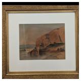 Signed Francis Augustus Silva (New York, 1835-1886) Watercolor On Paper Coastal Painting