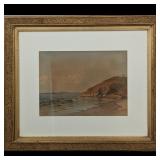 Signed Francis Augustus Silva (New York, 1835-1886) Watercolor On Paper Coastal Painting
