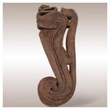 Vintage Papua New Guinean Carved Wood Seahorse / Serpent Sculpture