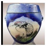 Chinese Small Blue and White Lidded Pot Or Tea Caddy With Calligraphy