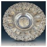 A Large Antique 900 Silver Repousse Footed Centerpiece Bowl, Likely German, 3lbs 11.4 Oz