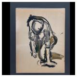 Elaine De Kooning (American, 1918-1989) Original Signed Ink Figure Drawing, Circa 1965
