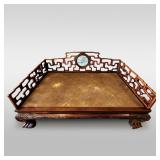 Authentic 18-19th Century Chinese Hardwood Luohan Bed With Dreamstone Insert