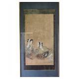 19th C Scroll Painting Depicting 2 Women In A landscape Ca 1820