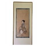 19th C Scroll Painting Depicting A lady In A landscape Ca 1820 Edo Period