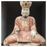 16th - 17th C Wooden Buddhist Judge Ju-o Sculpture
