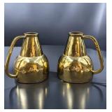 Pair Of Antique English Gilt Brass Ale Jugs, Likely 19th Century