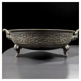 Chinese Archaic Style Bronze Censer With Elephant Head Handles With Six Character Marks