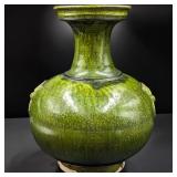 Large Chinese Green Glazed Pottery Wine Jar, Han Dynasty Or Later